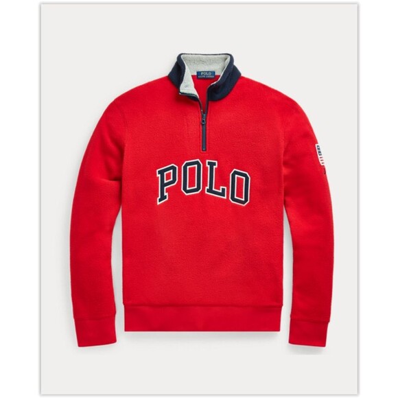 Polo Ralph Lauren BIG LOGO USA FLAG Cotton blend Fleece Pullover Quarter Zip, XL - Picture 4 of 7